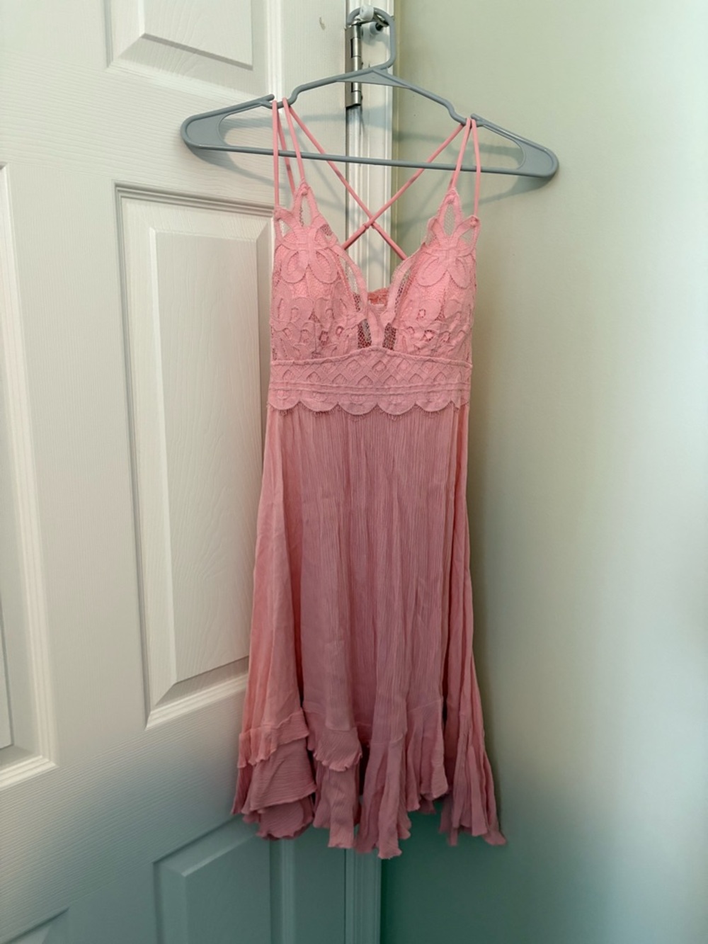 Pink Lace Boho Dress